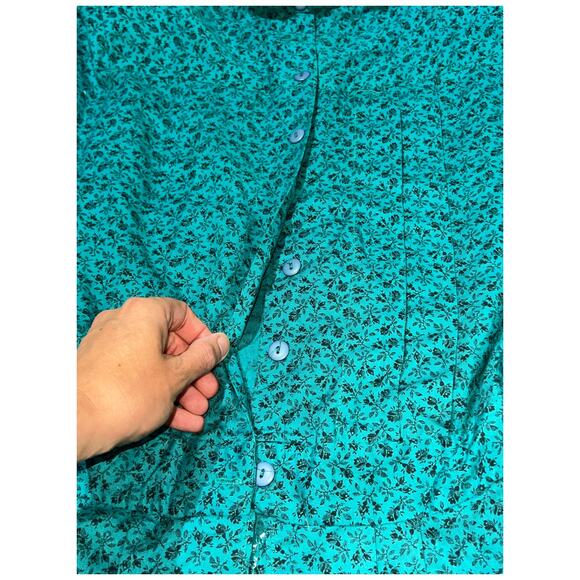 Fabrizio 90s Green Floral Peplum Pencil Dress Size 10 Vintage Occasion wear - Picture 7 of 10